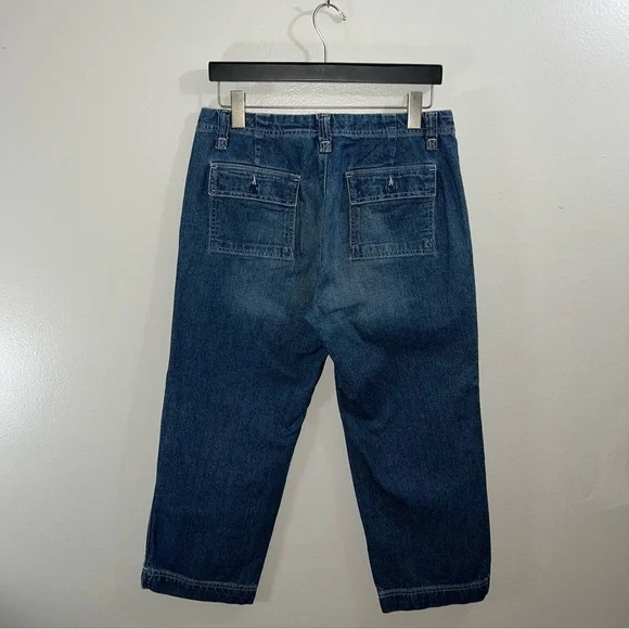 Eddie Bauer size 4 utility capris pants in dark wash denim - Picture 4 of 5